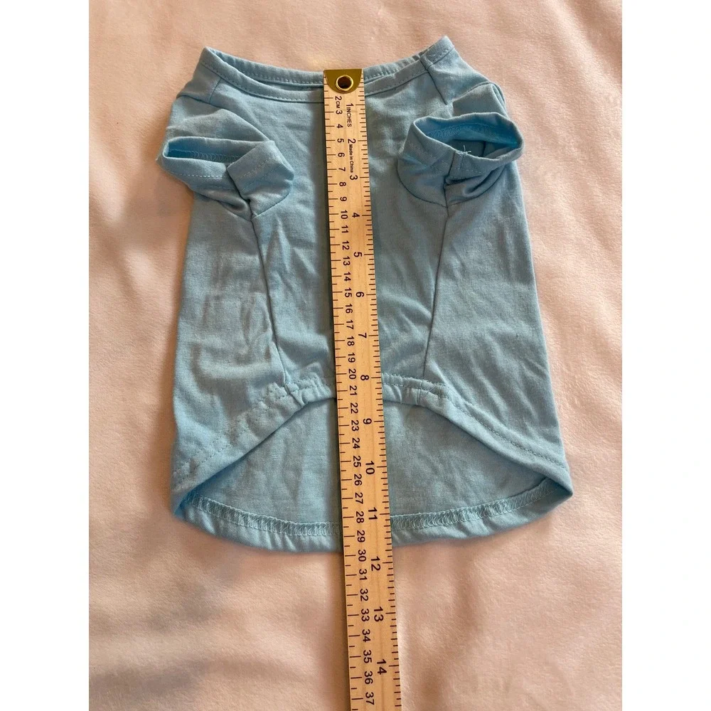 Sock‎ Thief Pet T-Shirt Light Blue Graphic Dog Tee Leash Hole Size Small